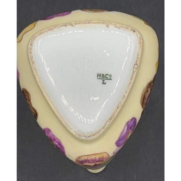 Antique H&Co Limoges Cream Pitcher 1 Pint Gold Floral Pansies - RARE - Picture 9 of 14